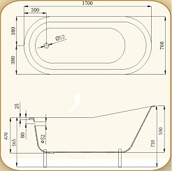 Magliezza Чугунная ванна Gracia Red 170x76 (ножки хром) – фотография-5